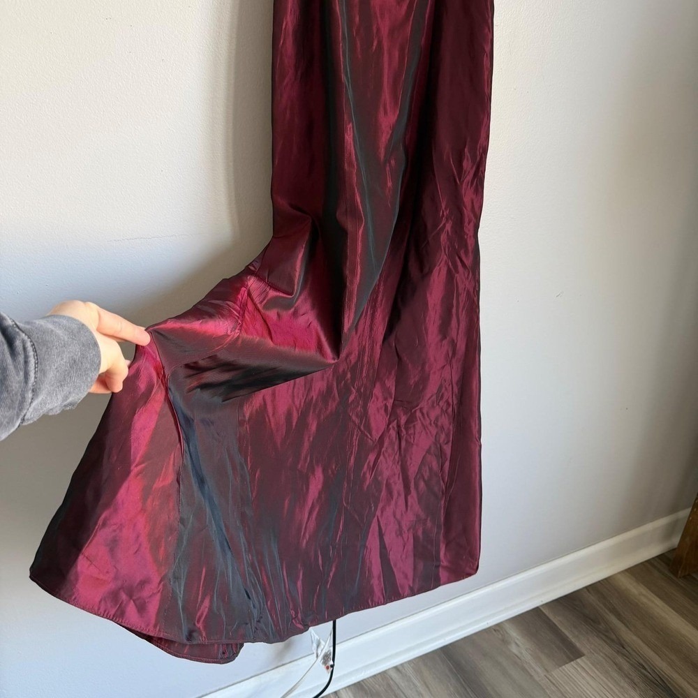 Vintage Vera Wang Burgundy Wine Iridescent Taffeta Maxi Dress Formal Gown 8 - Picture 3 of 10